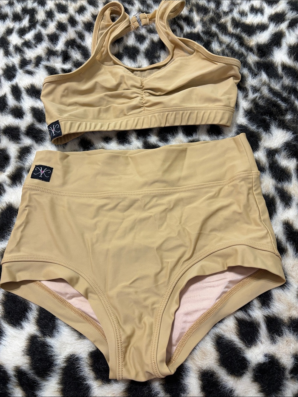 Teens/Kids Dance Wear Two-Piece Set in Beige Tan